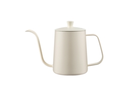 Cafeteira Metálica com Bico em Forma de Pescoço de Cisne, em Aço Inoxidável, 600ml, Cor Branco creme. SIURN