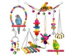 Brinquedo para Pássaros com Escada Colorida, Gaiola, Poleiro e Acessórios para Roer, para Papagaios, Periquitos, Calopsitas e Agapornis AQUAFORGE