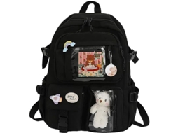 Mochila Kawaii LINJOU, estilo Harajuku, verde