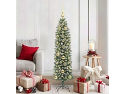Vidaxl Árvore Slim De Natal Artificial Verde E Branco 150 Cm