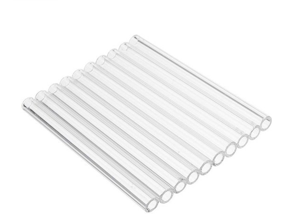 Tubo De Vidro 100mm - 10 Unidades - Vidro De Borosilicato - Espessura 1mm - Diâmetro Externo 7mm - Resistente Ao Calor - Tubo De Vidro