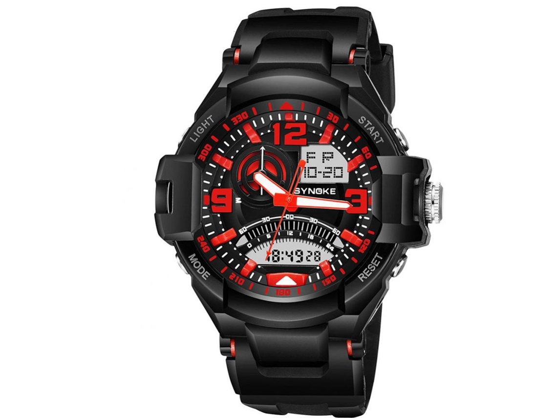 Reloj Deportivo Electrónico Multifuncional Fashionable De Piscina Synoke (negro Rojo)