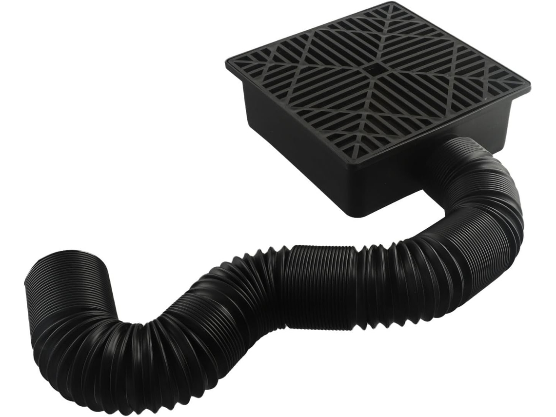 Coletor De Drenagem De Pvc Preto 9,05 X 9,05 Polegadas Com Tubo Flexível De 2,56 Polegadas Para Drenagem Subterrânea
