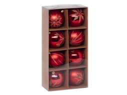 Enfeites de Natal Colorama, Lote de 8 em Plástico Reciclado D8Cm Vermelho Dourado FEERIC LIGHTS & CHRISTMAS