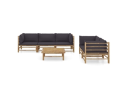 Maison Exclusive - 6 Pcs Conj. Lounge Jardim Em Bambu C/ Almofadões Cinza-escuro