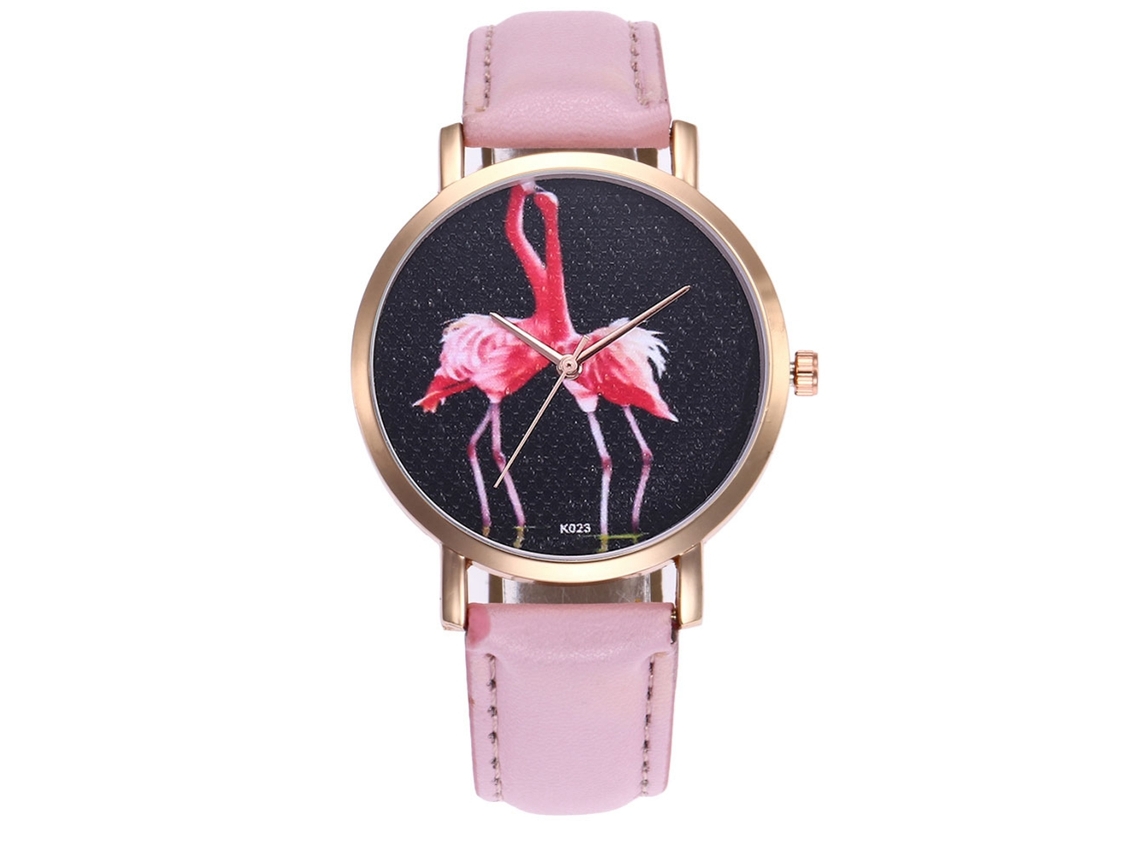 Relógio de pulso de quartzo com pulseira de couro, estilo casual para homens e mulheres, rosa, ideal para presente.