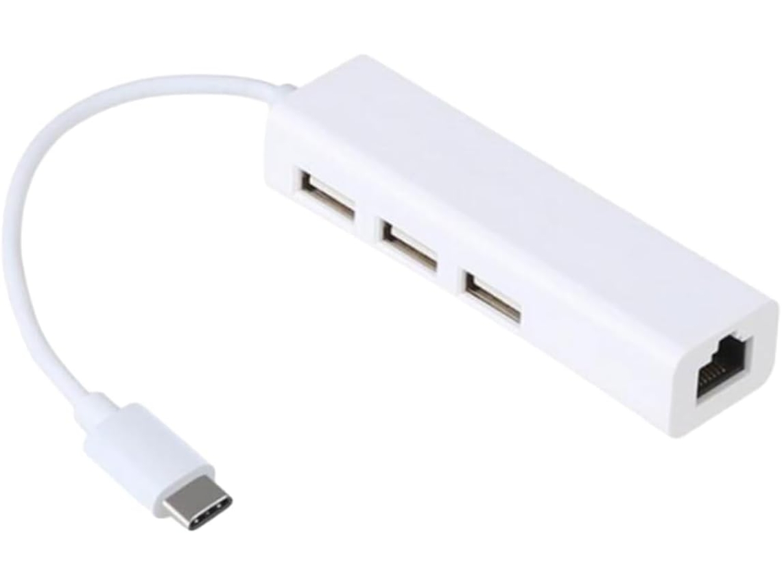 Adaptador Ethernet Usb-c Com Hub E Portas Usb Para Conexão De Rede E Periféricos
