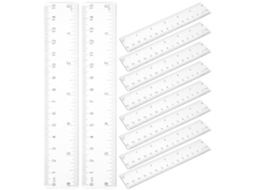 Régua transparente de corte preciso, 10 peças de plástico ABS, 15 cm, escala métrica dupla e marcações claras para