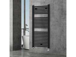 Radiador secador de toalhas 120 cm x 50 cm circuito de aquecimento acabamento preto fosco em aço