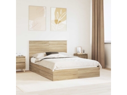 Vidaxl Cama Com Armazenamento Com Gaveta Carvalho Sonoma 140 X 190 Cm