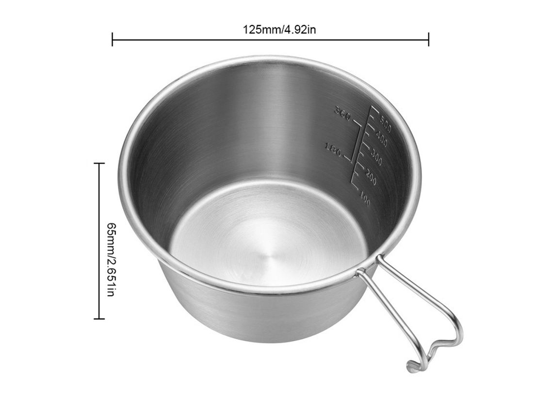 Copo de Camping Inox Portátil 500ml com Alça