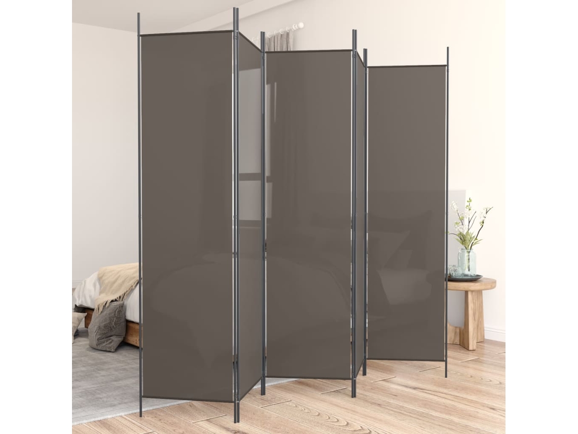Vidaxl Divisória De Quarto Com 5 Painéis 250x200 Cm Tecido Antracite