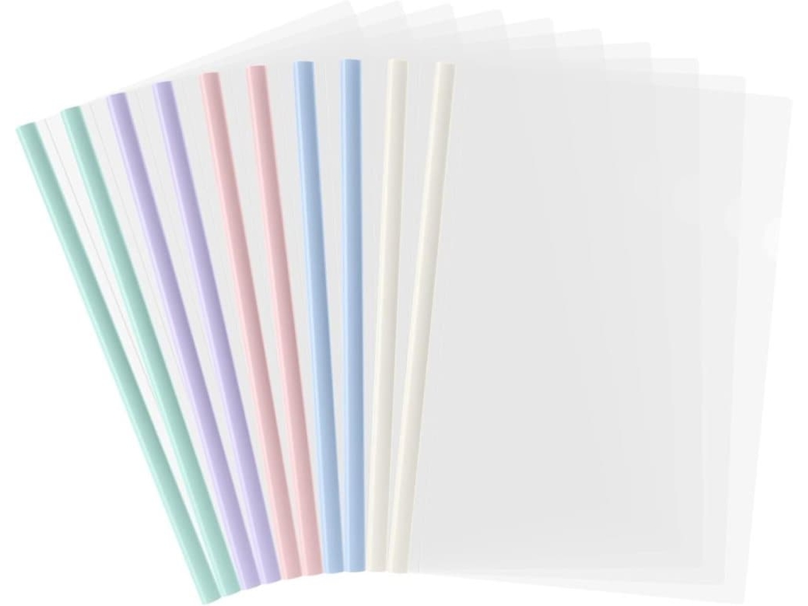 Pastas Transparentes para Relatórios, Pacote com 10 Unidades, com Barra Deslizante, para Formatos A4 e Carta, Pastas para Escola BRILVIBERA