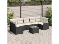 Vidaxl Conjunto De Sofá De Jardim 8 Unid. 7-número De Lugares Preto