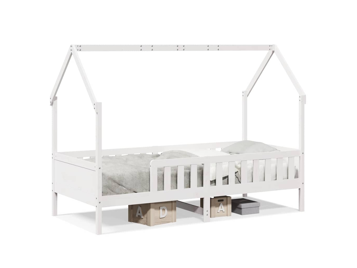 Cama Infantil Formato de Casa Pinho Maciço Branco MAISON EXCLUSIVE (90x200 cm)
