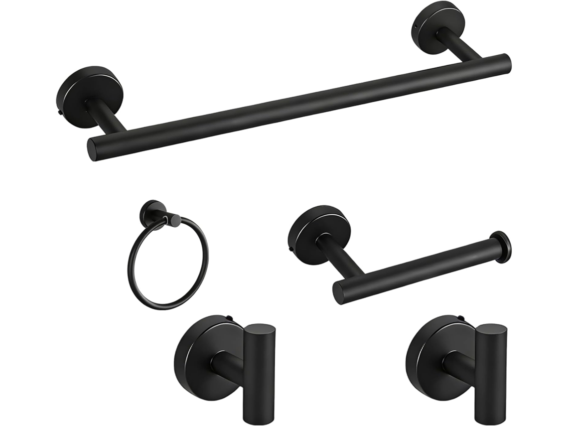 Conjunto De 5 Peças Para Banheiro, Acessórios De Parede Em Aço Inoxidável, Inclui Barra De Toalha 40cm 15, 7pol, Porta