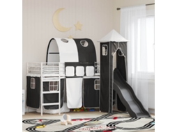 Vidaxl Estrutura de Cama Loft para Crianças Branco e Preto 75 X 190 Cm