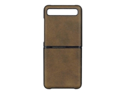 Capa Protetora Dobrável Com Textura De Couro De Vaca Bicolor Para Galaxy Z Flip