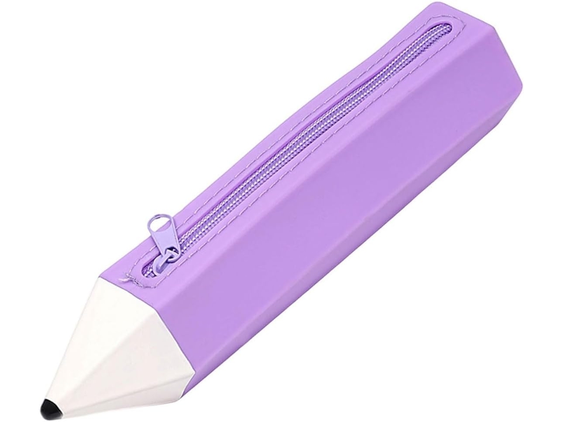 Estojo Silicone Roxo Macio Para Lápis, Canetas, Borrachas E Tesouras