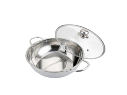 Panela Quente De Aço Inoxidável De 32 Cm Com Divisória, Panela Para Shabu-shabu Com Duas Seções E Tampa Para Fogão De Indução.