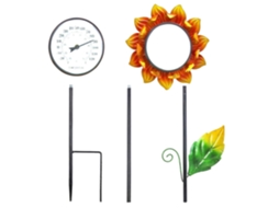 Termômetro Decorativo Para Exterior Com Estaca De Metal Jardim Exibição Temperatura Interna E Externa