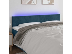 Vidaxl Cabeceira De Cama C/ Luzes Led Veludo 160x5x78/88cm Azul-escuro
