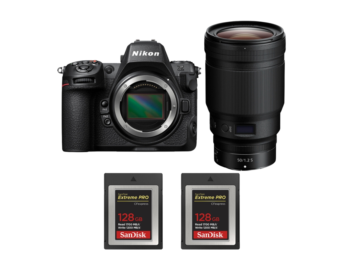 Z8 + Z 50mm F/1.2 S + 2 Sandisk 128gb Extreme Pro Cfexpress Type B Máquina Fotográfica Híbrida Full frame + Ebook Pricedirect NIKON