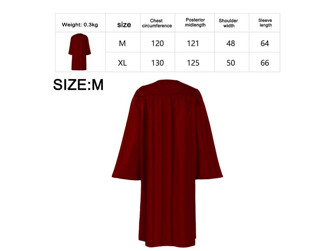 Bata de Coro Matte para Igreja – Traje para Batismo e Graduação Ideal para Halloween Vermelha NEVEANCE