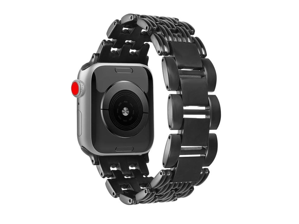 Bracelete para Apple Watch 46/49/45/44mm Aço Inoxidável com 5 Listras Preto XIAOMOYU