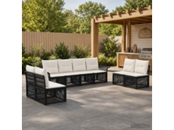 Vidaxl Conjunto De Sofá De Jardim 8 Unid. Preto Vime Pe