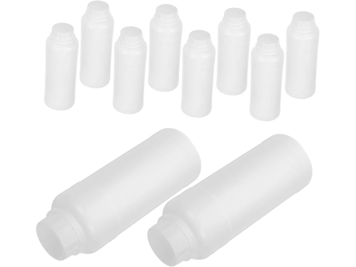 Conjunto De 10 Frascos Para Armazenamento De Reagentes E Líquidos Com Tampas À Prova De Vazamentos.