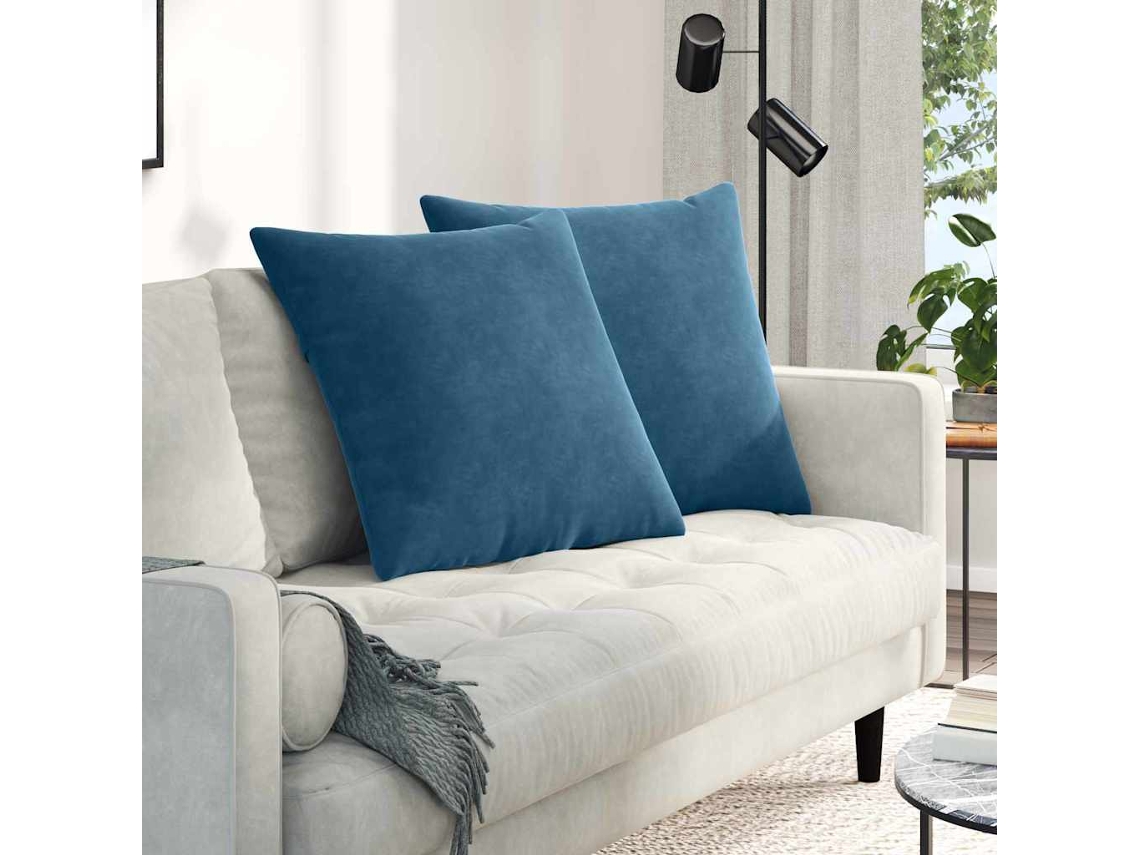 Vidaxl Travesseiros De Sofá 2 Pcs Azul 80 X 80 Cm