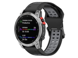 Pulseira De Relógio Garmin Fenix 7s/ 6s/ 5s, Silicone Bicolor, Preta E Cinza., Acabamento Moderno