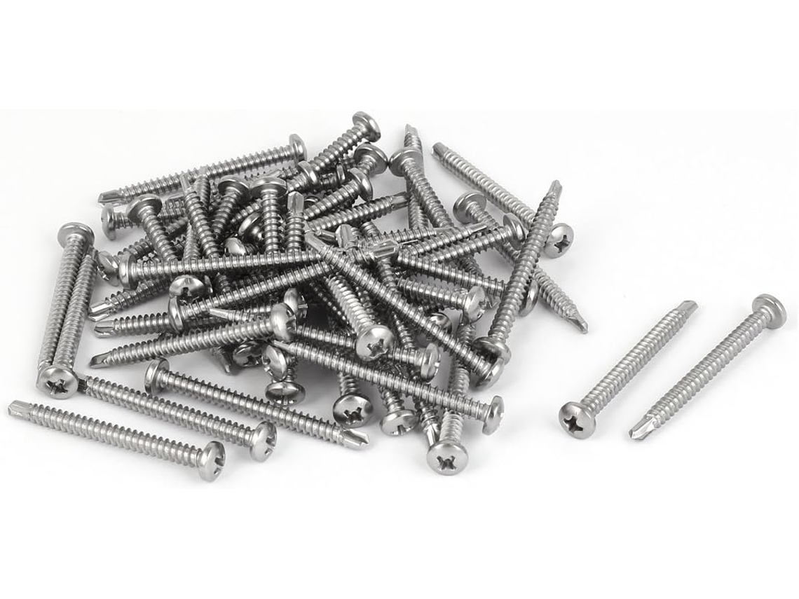 Parafuso Autoperfurante M4.2x45mm 8 em Aço Inoxidável 410 com Encaixe Phillips, Pacote com 50 CHABERLU