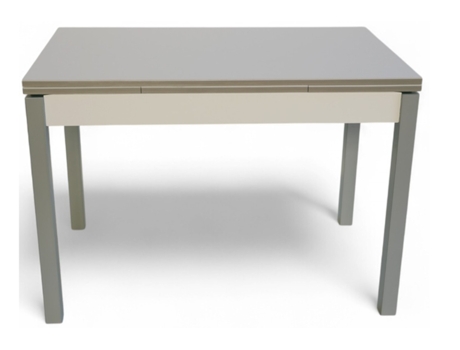Mesa de cozinha extensível Charlotte BP com melamina branca e pés prateados GSMESAS (100/164x60x75cm)