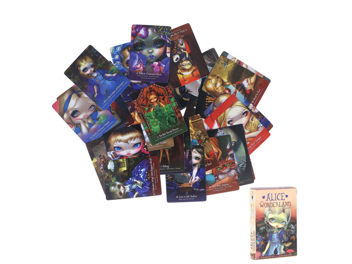 Mali baralho de Tarot de Papel Holográfico Wonderland 45 Cartas para Adivinhação e Jogos