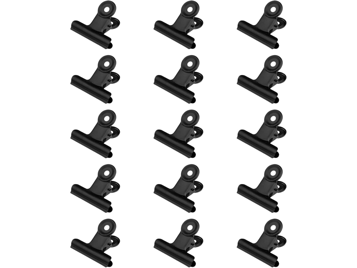 Clips De Papel Metálicos Inoomp, 15 Unidades, Pretos, Furo De 63mm, Pendurar Em Escritórios, Residências E