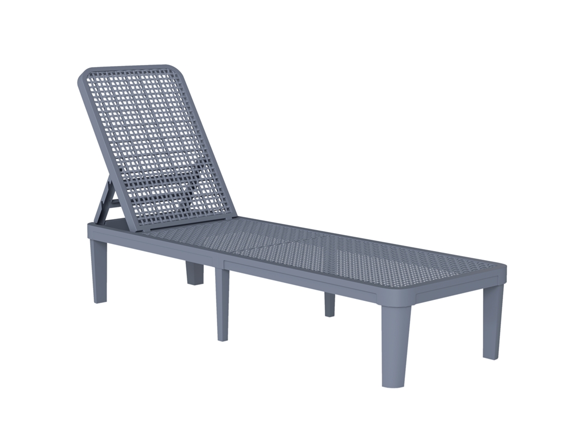 Espreguiçadeira Reclinável Jardim Exterior Encosto 4 Posições Pp 191x55x35,5cm Cinzento Escuro