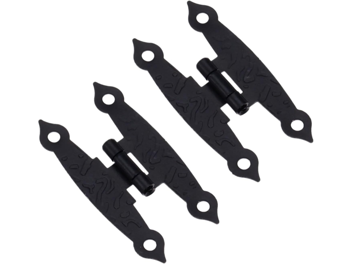 2 Dobradiças Em Formato De H + 8 Parafusos Pretos 65 * 33 Mm Com