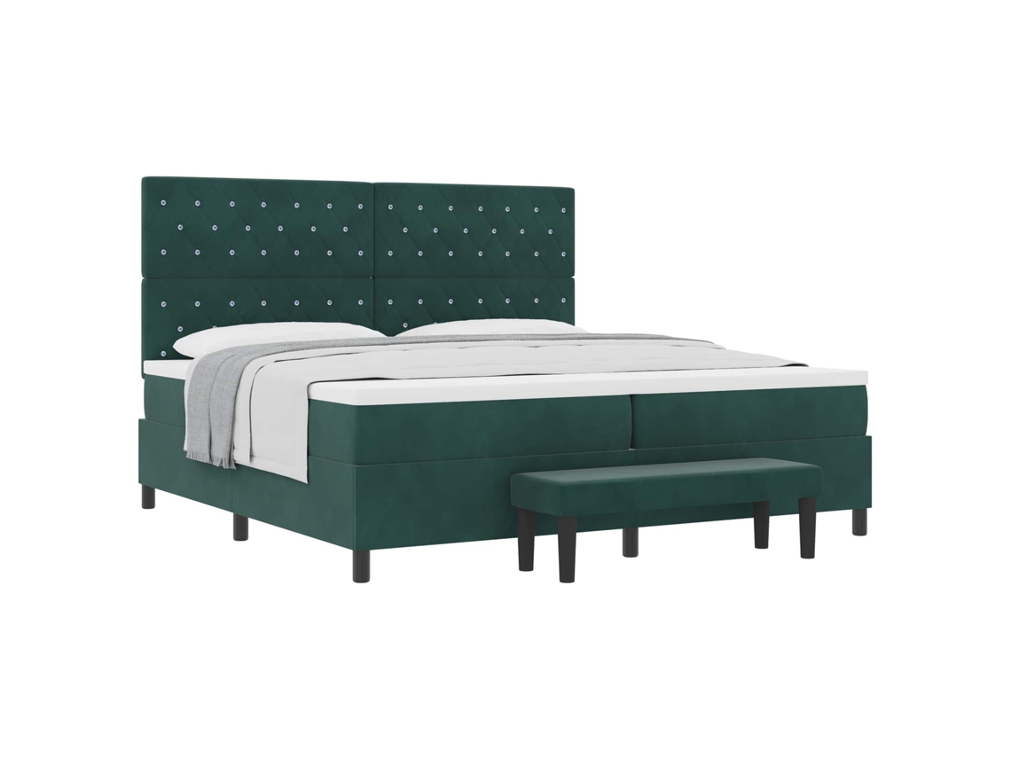 Maison Exclusive - Cama Box Com Colchão Verde-escuro 200 X 200 Cm Veludo