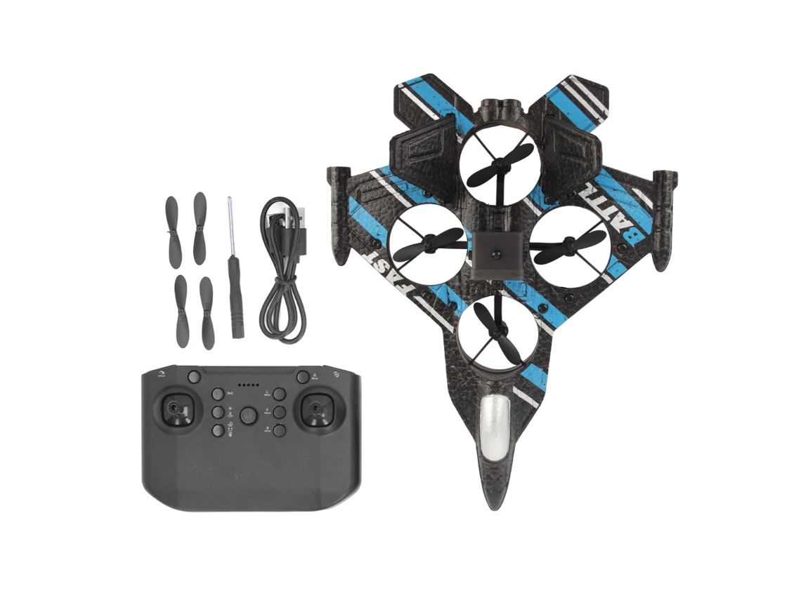Walshlxq avión de Control Remoto de Espuma para Niños 2.4 Ghz, Jet de Combate Acrobático, Resistente a Impactos, Color Azul