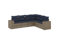 Conjunto de Sofá de Jardim, 6 Peças, Almofadas, Rattan Cinza MAISON EXCLUSIVE