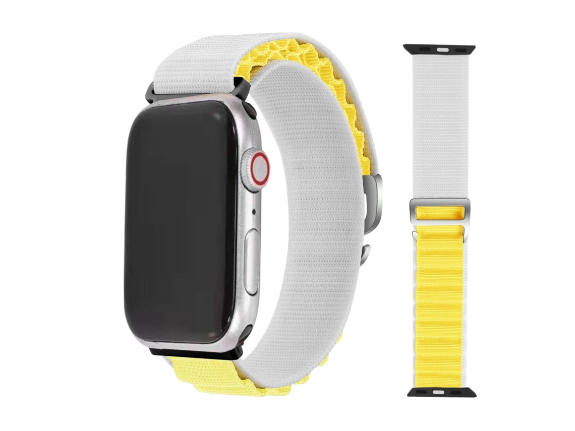 Bracelete Loop Alpine para Apple Watch Series 8 45mm Branco e Amarelo