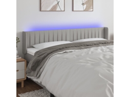Vidaxl Cabeceira Cama C/ Luzes Led Tecido 203x16x78/88 Cm Cinza-claro