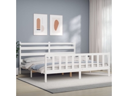 Cama Sem Colchão 200x200 Cm Madeira De Pinho Maciça Branco