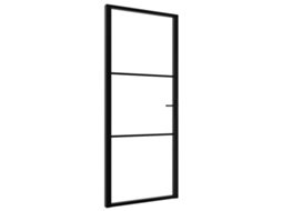 vidaXL Porta de interior em vidro ESG e alumínio 93x201,5 cm preto
