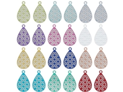 Escolha Sólida - Gravuras Hangers 120pcs - Diamante Bedéis - Aço Inoxidável - Fazer Joias - 12 Cores - 17x10mm Tamanho