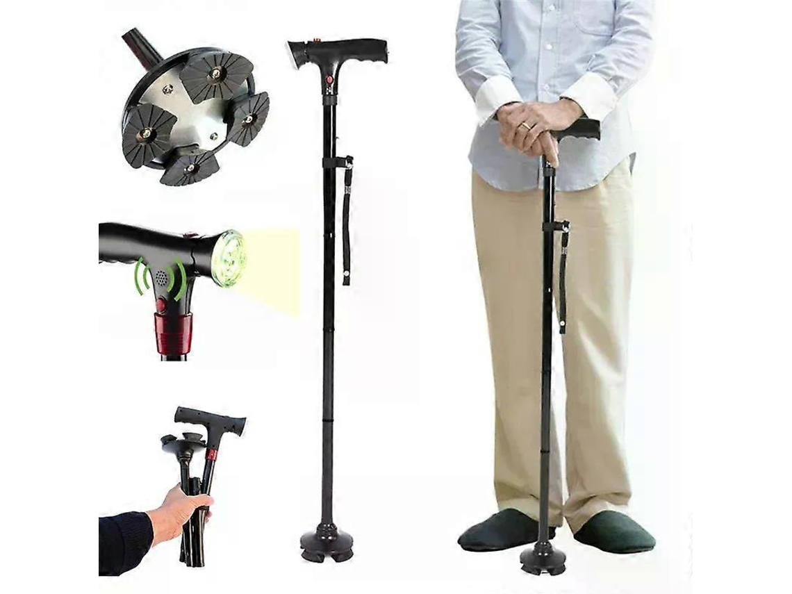 Bengala Dobrável Multifuncional Com Luz Led, Ajustável, Leve E Antiderrapante, Ideal Para Idosos - Trusty Elder Crutches