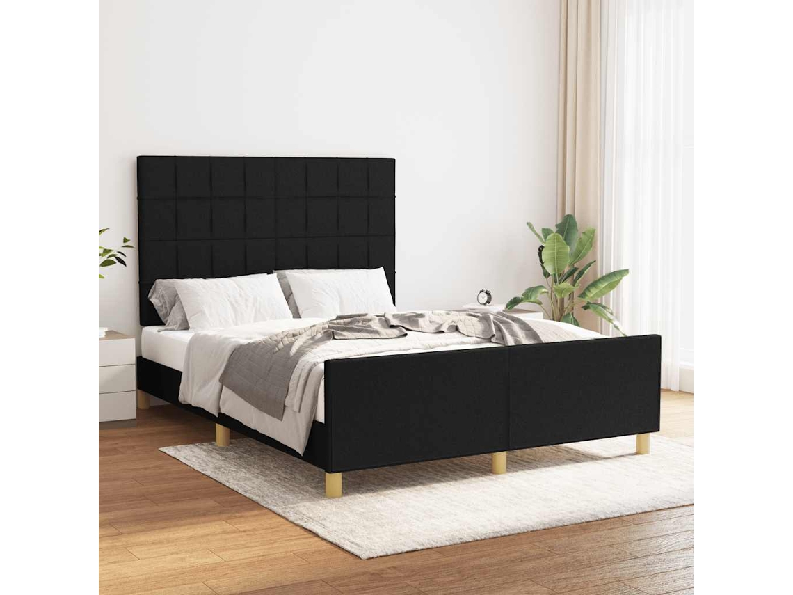 Vidaxl Estrutura De Cama Sem Colchão 140x200 Cm Tecido Preto