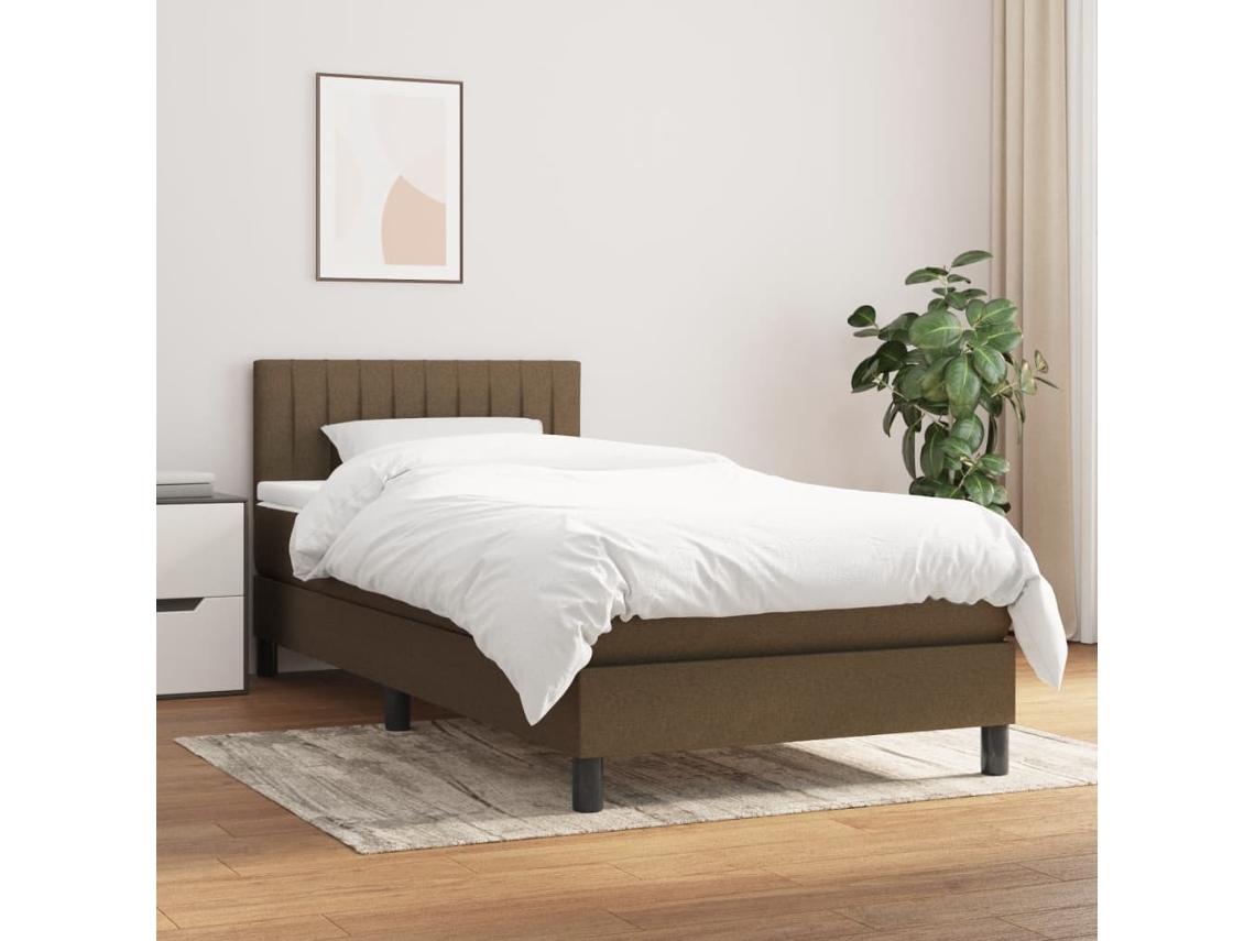 Vidaxl Cama Com Molas/colchão 80x200 Cm Tecido Castanho-escuro
